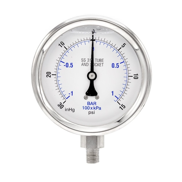 Pic Gauges 4 in Dial, 1/4 in NPT Male Lower Location, Stainless Steel Case Material PRO-301L-404CB-01 - main